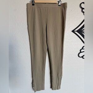 NARRATION Tan Leggings with Ankle Button Detail - Large